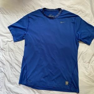 Men’s Large Nike Pro Combat Royal Blue Dri Fit Workout Tee Shirt